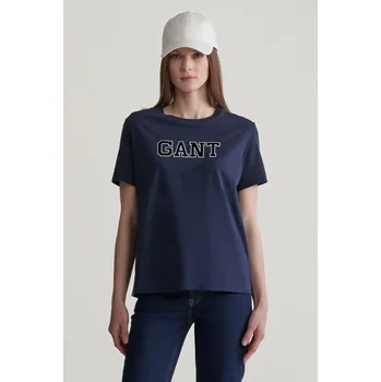 Dámské tričko TRIČKO GANT REG VELOUR APPLIQUE T-SHIRT EVENING BLUE