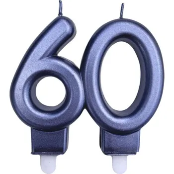 Dortová svíčka MZ Svíčka na dort "60" - čtyři druhy barev Barva: Modrá