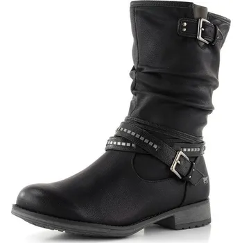 Dámské kozačky Mustang řasené polokozačky černé 1139-624-009 - 40