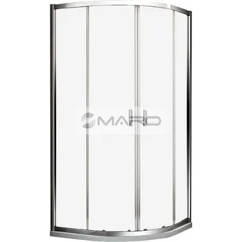 MARO Marty New Kout sprchový čtvrtkruhový s posuvnými dveřmi 90 x 90 x 200 cm, R550, profil: leštěný hliník, výplň: satinato 6 mm, G007002123