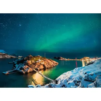 Puzzle RAVENSBURGER Skandinávie Polární záře v Norsku 500 dílků