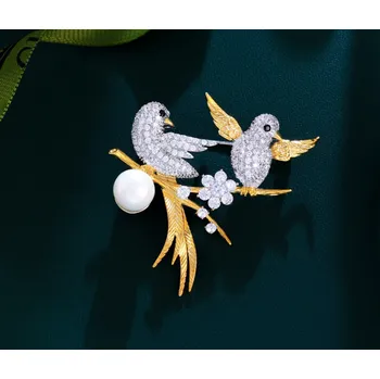 Brož B-TOP Brož dva Ptáčci na větvičce