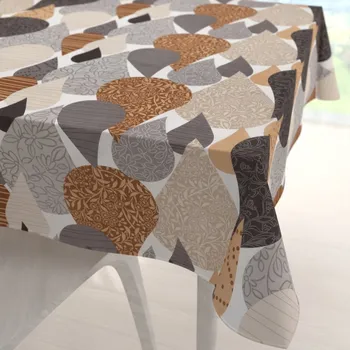 ubrus Bavlněný čtvercový ubrus Sandra SA-507 Hnědo-šedé kapky s ornamenty 70x70 cm