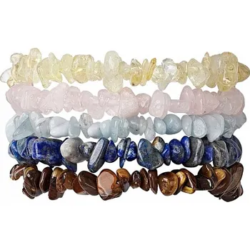 Náramek Nefertitis Akvamarín, Lapis Lazuli, Citrín, Růženín, Tygří Oko 16 cm - 22 cm