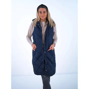 Dámská vesta BudesIN Lehká námořnická modrá prošívaná vesta Nallely se zapínáním a kapucí Velikost: L
