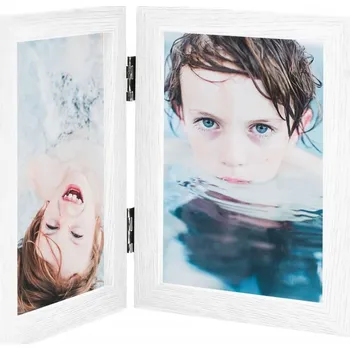 Rám na obraz vidaXL Dvoudílný fotorámeček bílý 2 x (13 x 18 cm)