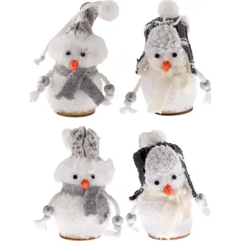 Vánoční dekorace Závěs Sněhulák 4ks 11x5,5cm, polystyren/plyš