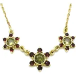 Stříbrný náhrdelník s vltavínem a českým granátem Elaris - Zlacení