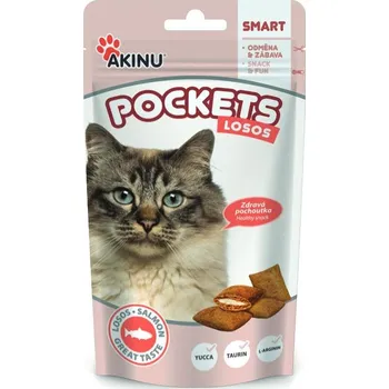 Pamlsek pro kočku Akinu POCKETS lososové polštářky pro kočky PO EXPIRACI (40g)
