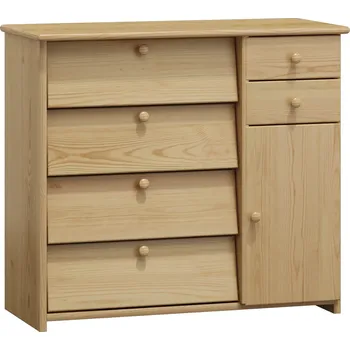 Botník Slevadoma Výklopný botník se skříňkou a zásuvkami masiv borovice LENKA IV Barva: Bezbarvý lak