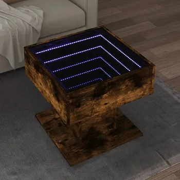 Konferenční stolek vidaXL Konferenční stolek s LED 50 x 50 x 45 cm kompozitní dřevo [847529] Barva: kouřový dub