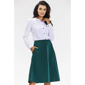 Dámská sukně Elegantní rozšířená midi sukně s klínky A673 Barva: Zelená, Velikost: XL