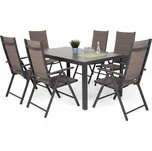 Zahradní jídelní set 7 ks kov / textilen / WPC