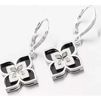 Náušnice Dámské náušnice stříbro 925 zirkon květy se a s onyxem PKL-2197