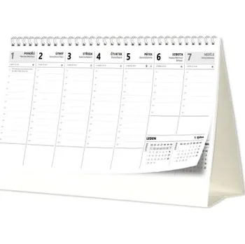 Kalendář Pracovní týdenní černobílý daňový kalendář 2025