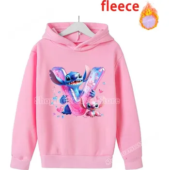 Chlapecký svetr Lilo & Stitch Pohodlná dětská mikina s kapucí "Lilo & Stitch" s písmenkem ABECEDY Varianta: V, Velikost: 130