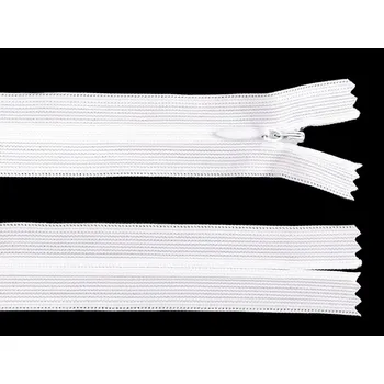 Zip Spirálový zip skrytý No 3 délka 65 cm dederon, malé, 101 bílá