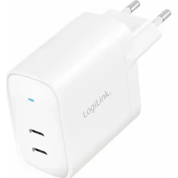 Telefonní příslušenství LogiLink nabíječka Logilink Steckdosenadaptér, 2x USB-C, GaN, 40W