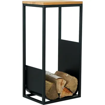 Stojan na dřevo s masivní dubovou deskou