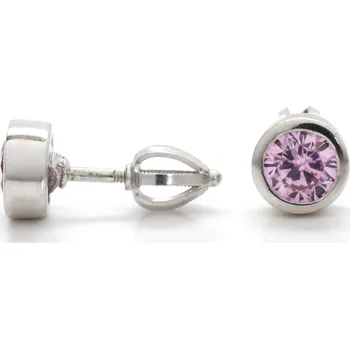 Náušnice Stříbrné náušnice se zirkonem 5 mm Ophiuchus - Růžová