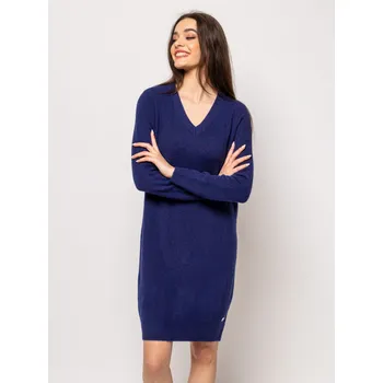 Dámské šaty Heavy Tools dámské pletené šaty Hekita s výstřihem do V modro-fialové Velikost: S