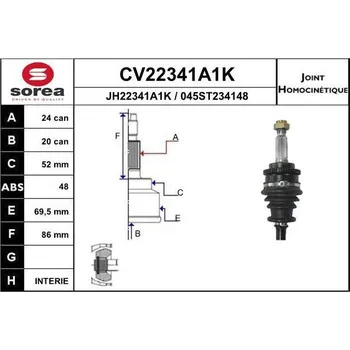 Autodíl Sada kloubů, hnací hřídel EAI CV22341A1K