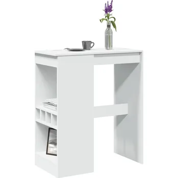 Barový stolek Barový stůl s přihrádkami, bílý, 90x47,5x103,5 cm