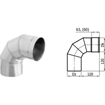 Kouřovod Karl Koleno pevné 90°/ 180mm (síla 1mm) - nerez