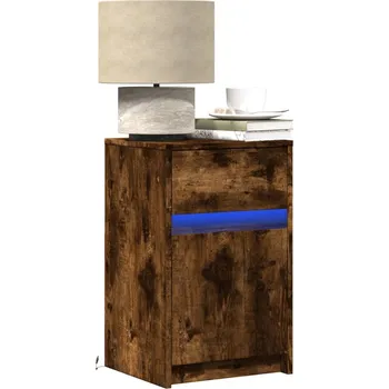 Noční stolek vidaXL Noční stolek s LED osvětlením kompozitní dřevo [852000] Barva: kouřový dub