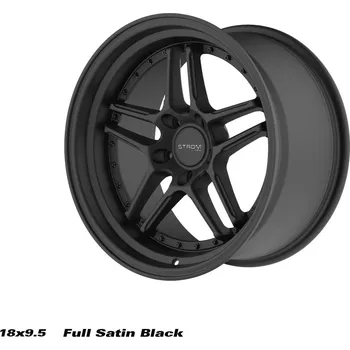 Alu kolo STROM DS-05 disk 18x9.5 5x120 72.6 ET15, Full Satin Black w/ Black Rivets