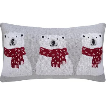 Bytový textil SCANquilt pletený povlak DESIGN lední medvědi šedočervená 30 x 50 cm