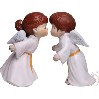 Vánoční svícen Líbající se andílci keramika
