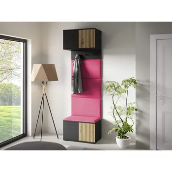 Předsíňová stěna Předsíňová stěna Ross 5 - černá/dub Artisan Barva panelů: Růžová - Trinity 10