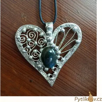 Náhrdelník Náhrdelník z cínu - labradorit (Náhrdelník na krk cínový s labradoritem)