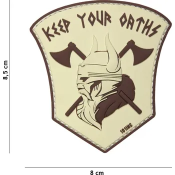 Nášivka Gumová nášivka 101 Inc nápis Keep Your Oaths Viking - béžová