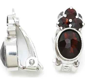 Náušnice Stříbrné náušnice klipsy český granát Bethany - Rhodiování