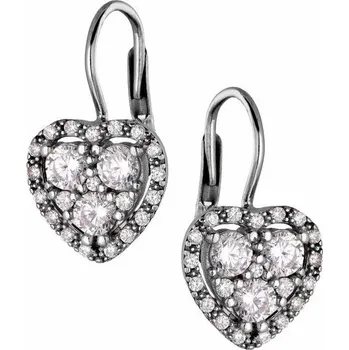 Náušnice Zlaton Náušnice bílé zlato srdce se zirkony visací 2.75cm 2.75g 000290309241
