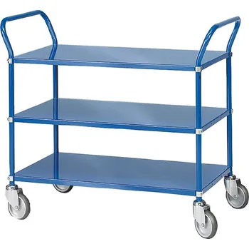 Policový vozík SHUTTLE, 3 police, 950x550 mm, modrý