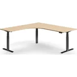 Výškově nastavitelný stůl QBUS, rohový, 2000x2000 mm, černá podnož, dub