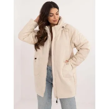 Dámská bunda s lesklou nití světle béžová