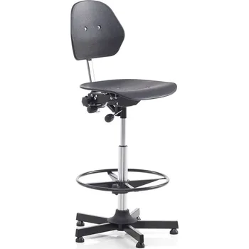 ESD Dílenská pracovní židle CLAYTON, 650-900 mm, opěrný kruh, černá