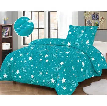 Povlečení Bavlissimo Povlečení mikroplyš kometky tyrkysová 70x90/140x200cm