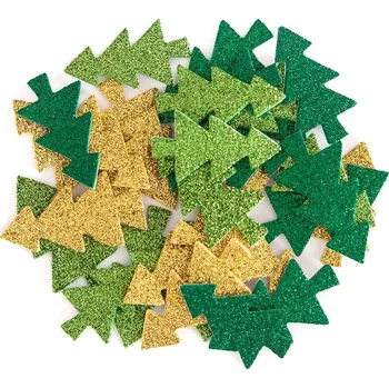 samolepka DP Craft Pěnové třpytivé samolepky vánoční stromky 30ks