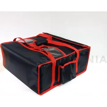 Termobox Taška na pizzu 4 x 60 cm z nylonu, zavírání na magnet, černý s červeným lemováním | FURMIS, T4XXL