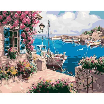 Titanum Malování podle čísel na plátno, OSTROV, LOĎ, 40x50 cm, 1 bal.