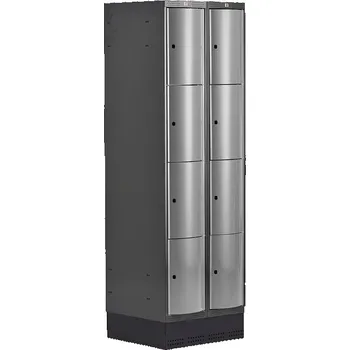 Šatní skříň Boxová šatní skříň CURVE, 2 sekce, 8 boxů, 1890x600x550 mm, sokl, šedé dveře