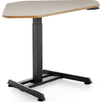 Psací stůl Výškově nastavitelný stůl NOVUS, rohový, 1200x750 mm, černá podnož, jílově šedá