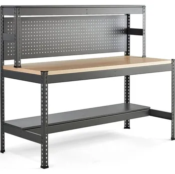 Dílenský stůl Pracovní stůl COMBO, tvrzená deska, s panelem na nářadí a osvětlením, 1840x775x1530 mm