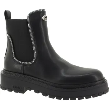 Dámské kozačky LIU JO Dámský černý kožený kotník SF4111PX24122222-24-265 Velikost 39