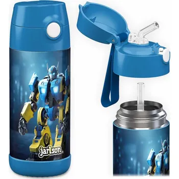 Termoska Dětská nerezová termoláhev s brčkem JARLSON CHARLI Robot 350 ml